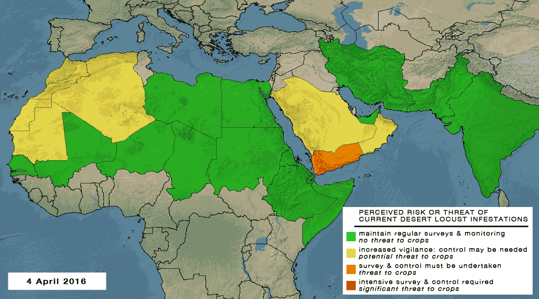 4 April. Risk threat increases in NW Africa and Arabian Peninsula