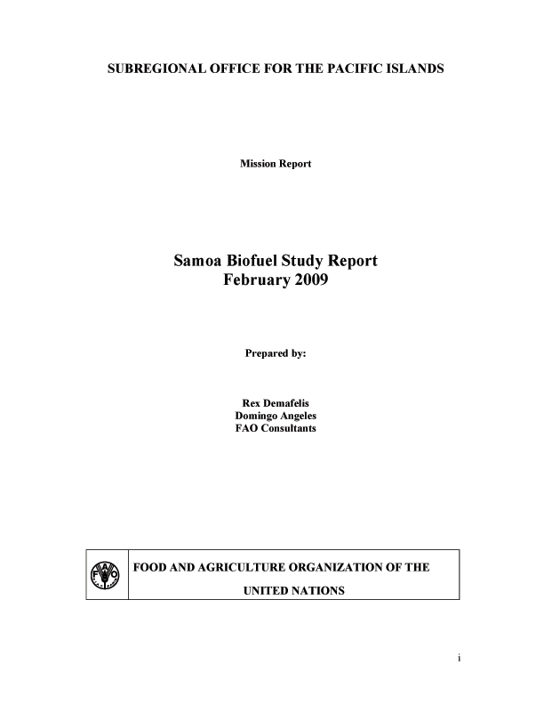 Samoa Biofuel Study Report