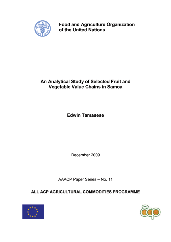 An Analytical Study of selected Fruit and Vegetable Value Chains in Samoa