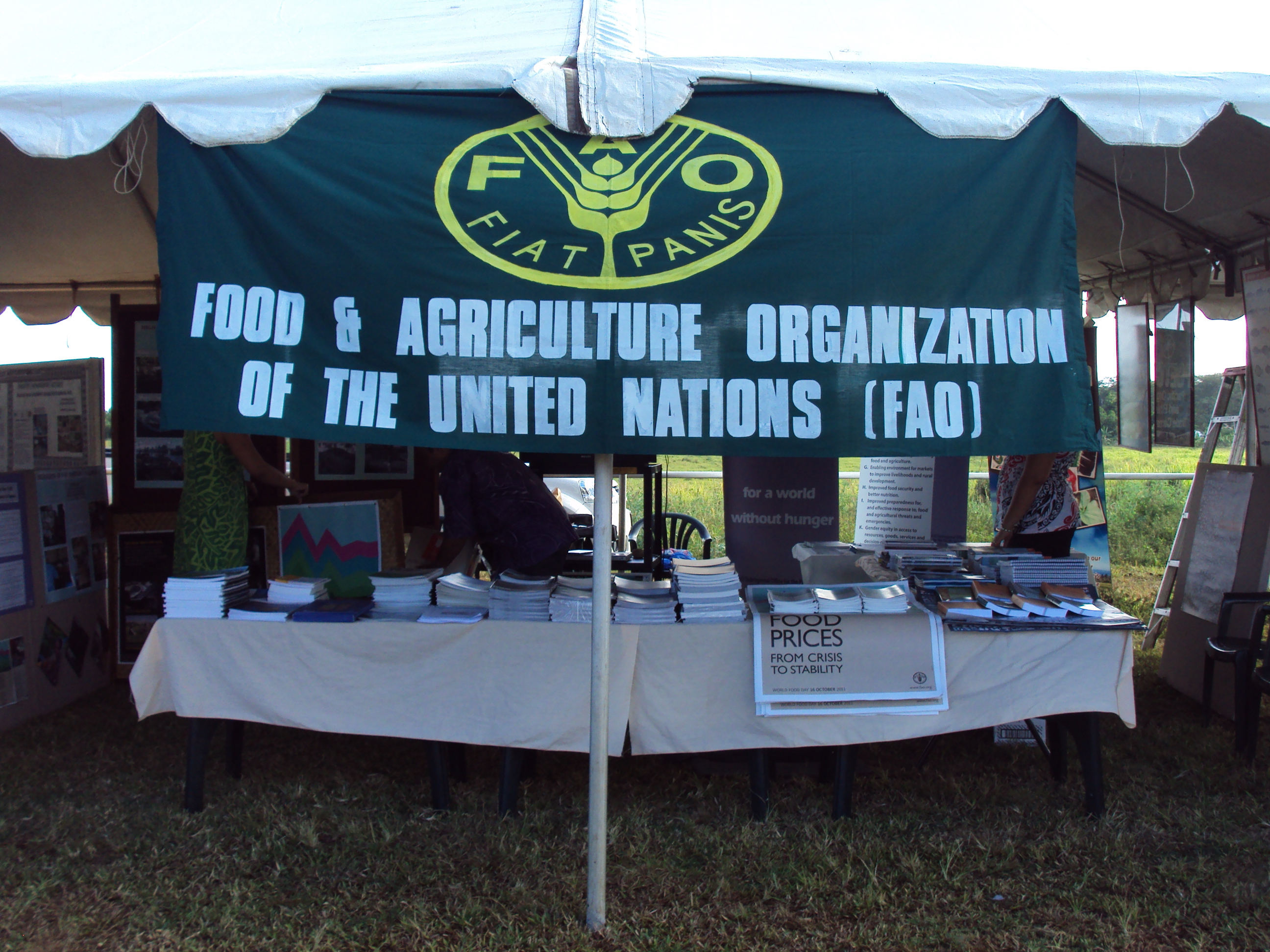 FAO information booth during the 2011 World Food Day celebrations in Samoa. 12 October 2011. (Photo from FAP-SAP)