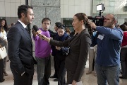 Raoul Bova gives media interviews at FAO headquarters in Rome, Italy.