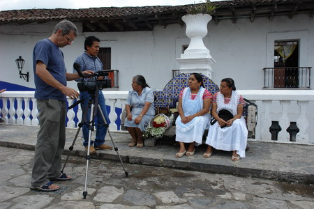 Video interview in a village in Mexico