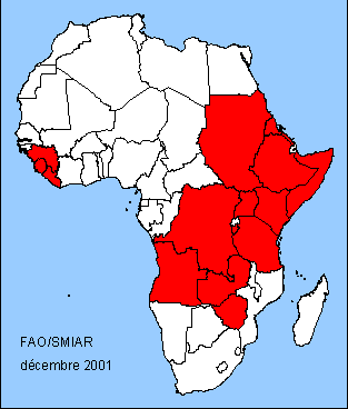 CARTE DES PAYS EN SITUATION D'URGENCE ALIMENTAIRE EXCEPTIONNELLE