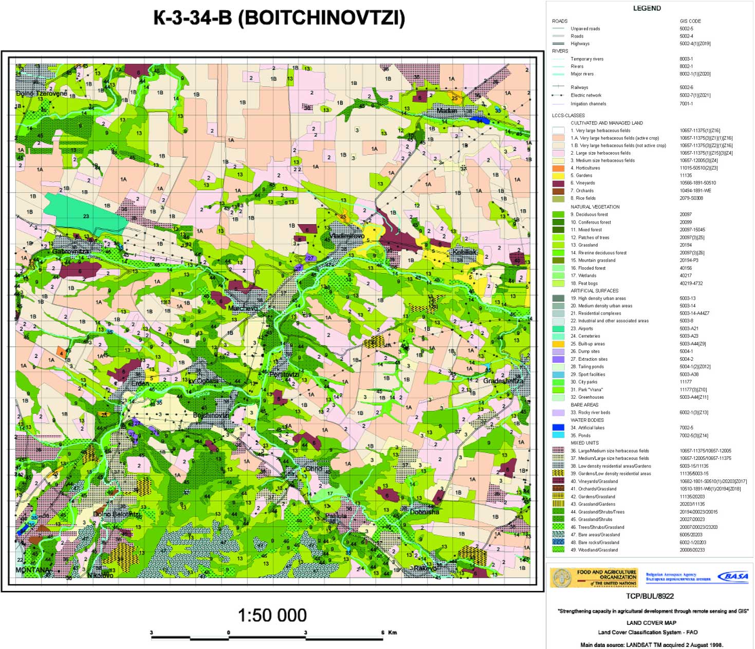 Example of a land cover map 1:50 000 scale