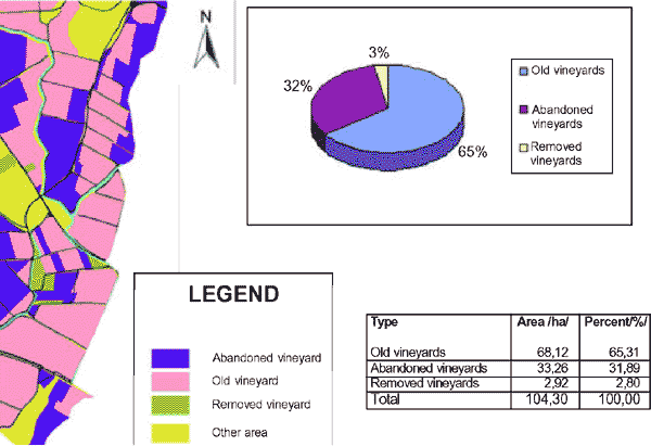 State of vineyards for part of the Sandanski region, using IKONOS very high-resolution data acquired in August 2000