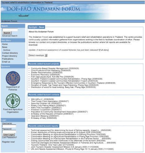 THE NEXT WAVE
OUTCOMES OF THE REGIONAL WORKSHOP ON
INFORMATION MANAGEMENT AND COORDINATION MECHANISMS OF
TSUNAMI EMERGENCY AND REHABILITATION OPERATIONS IN
AGRICULTURE, FISHERIES AND FORESTRY