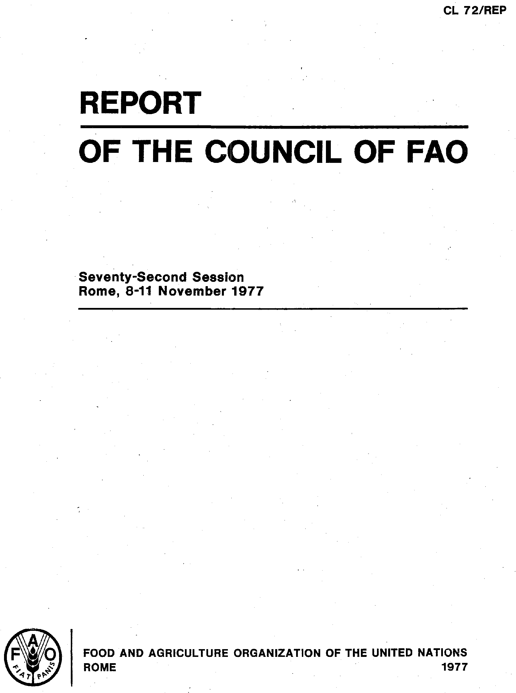 REPORT OF THE COUNCIL OF FAO