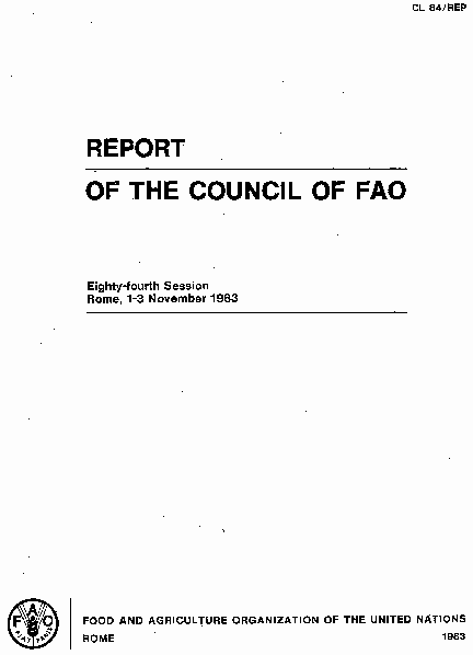 REPORT OF THE COUNCIL OF FAO