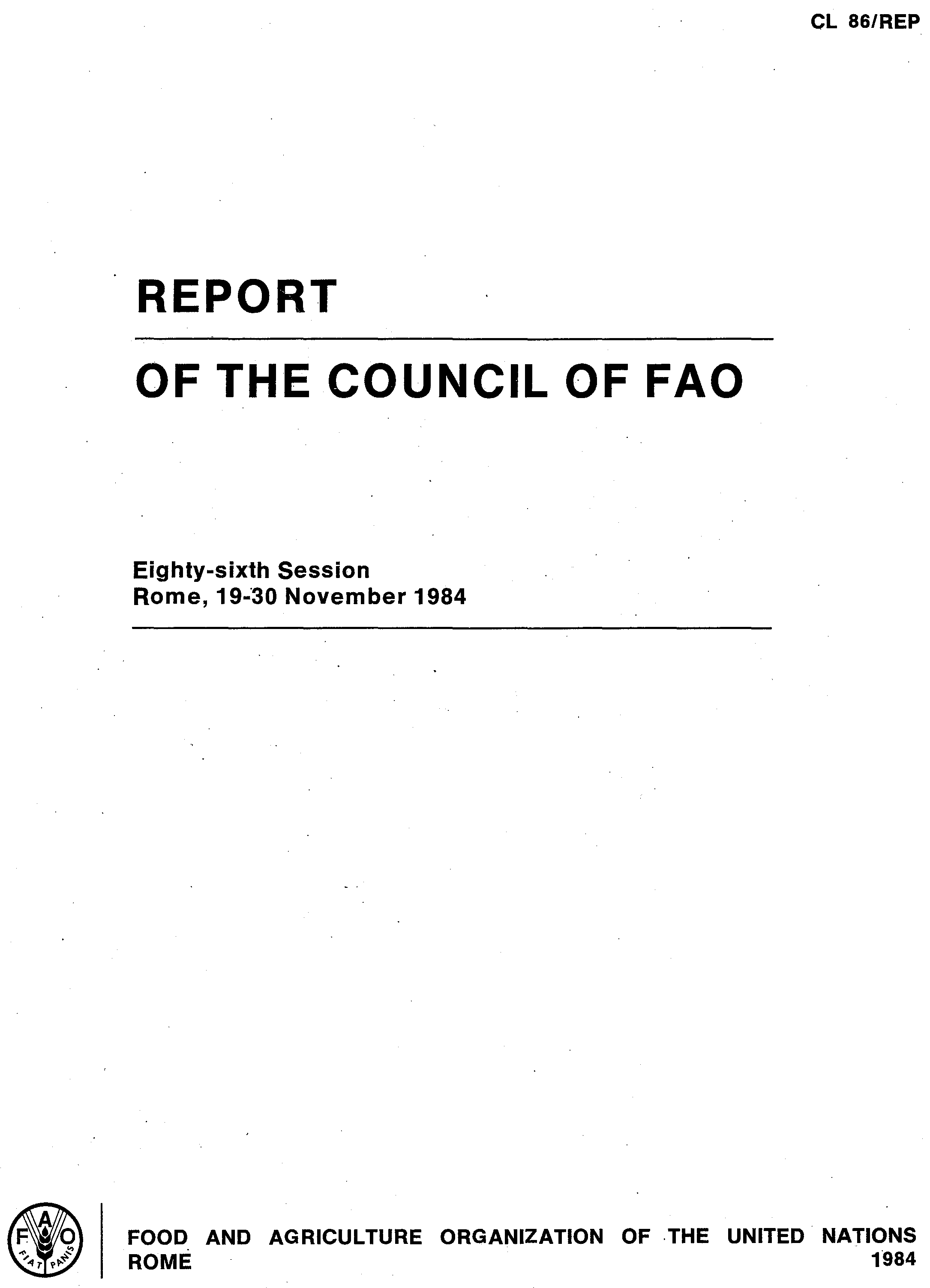 REPORT OF THE COUNCIL OF FAO