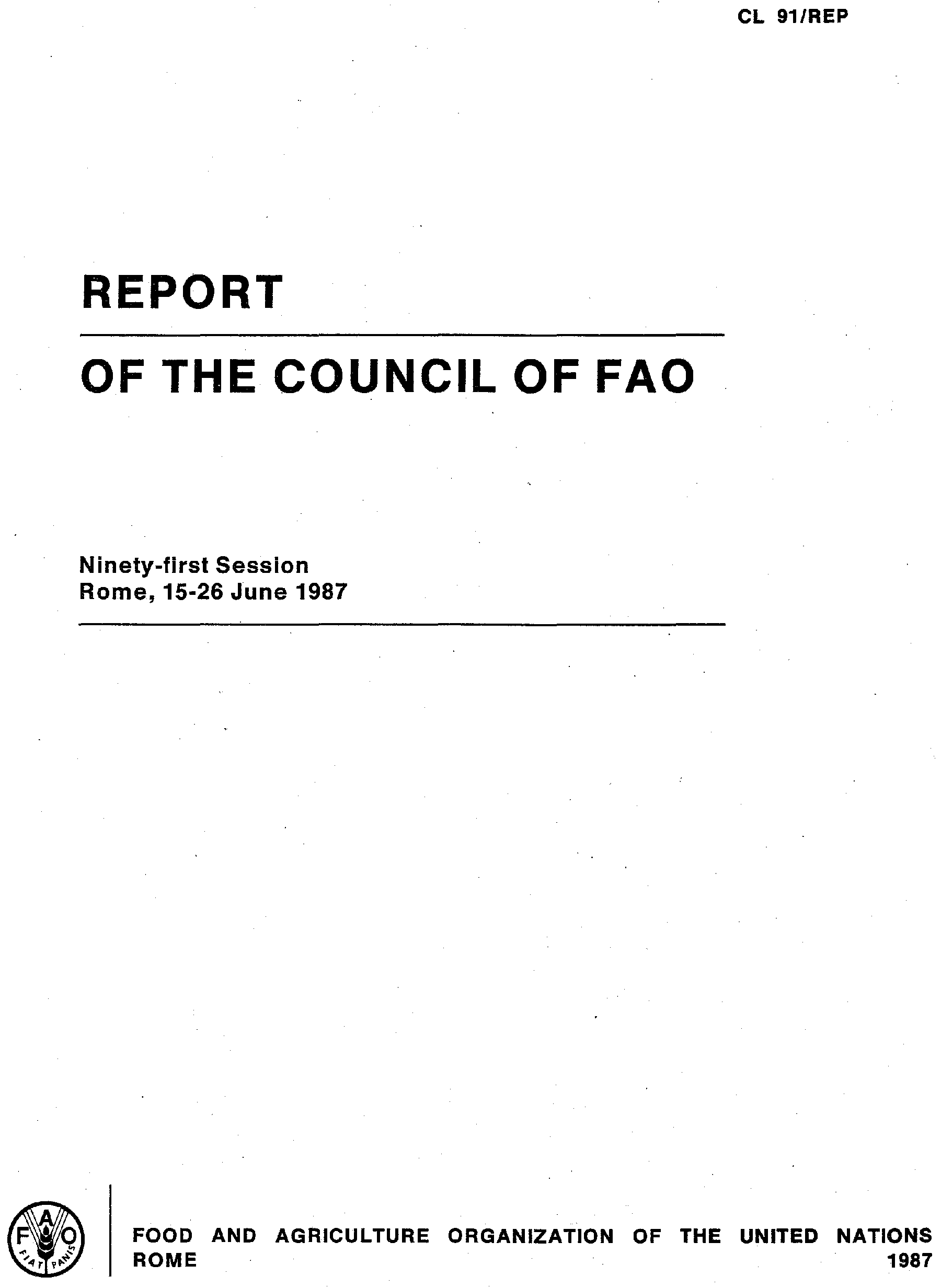 REPORT OF THE COUNCIL OF FAO