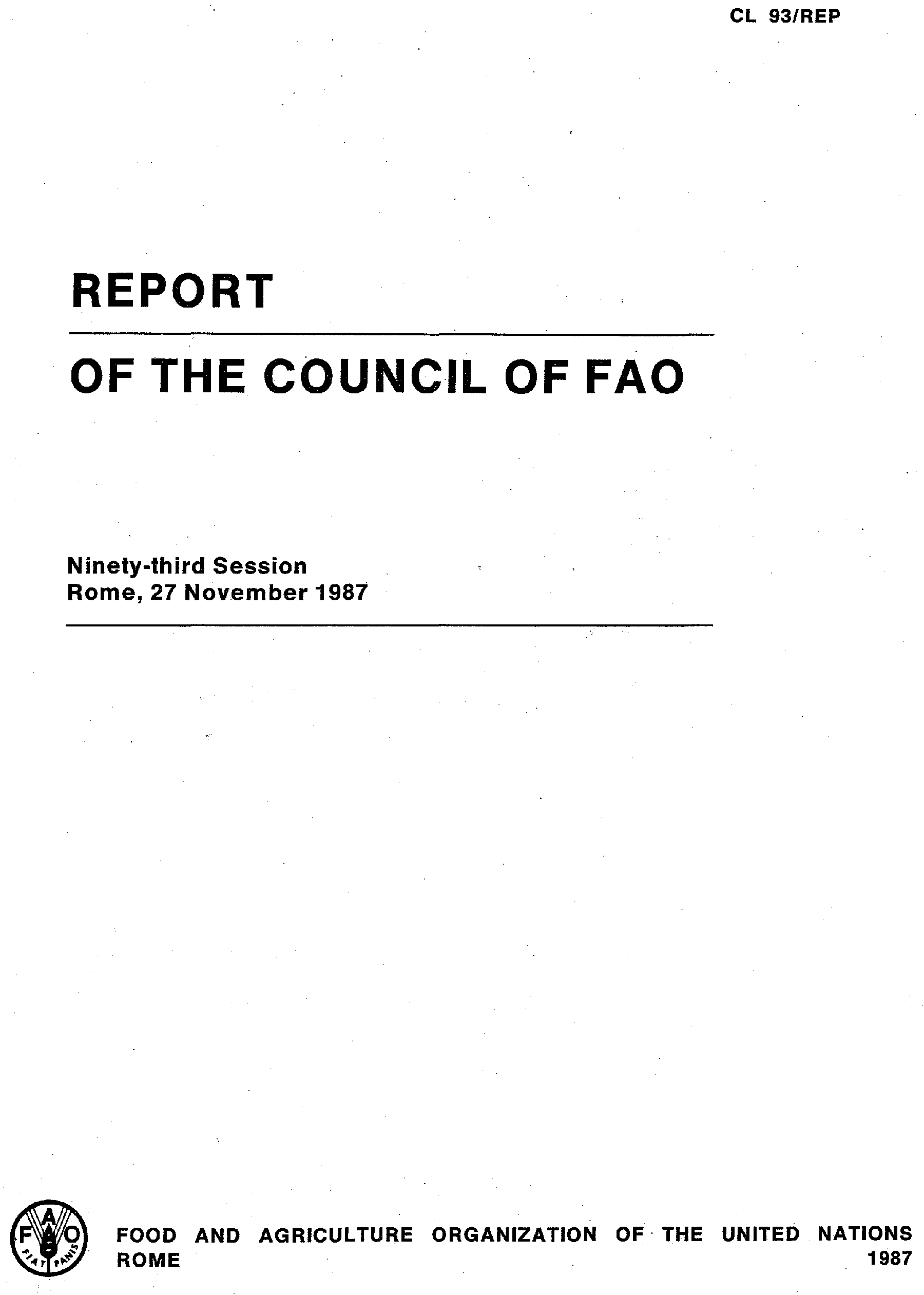 REPORT OF THE COUNCIL OF FAO