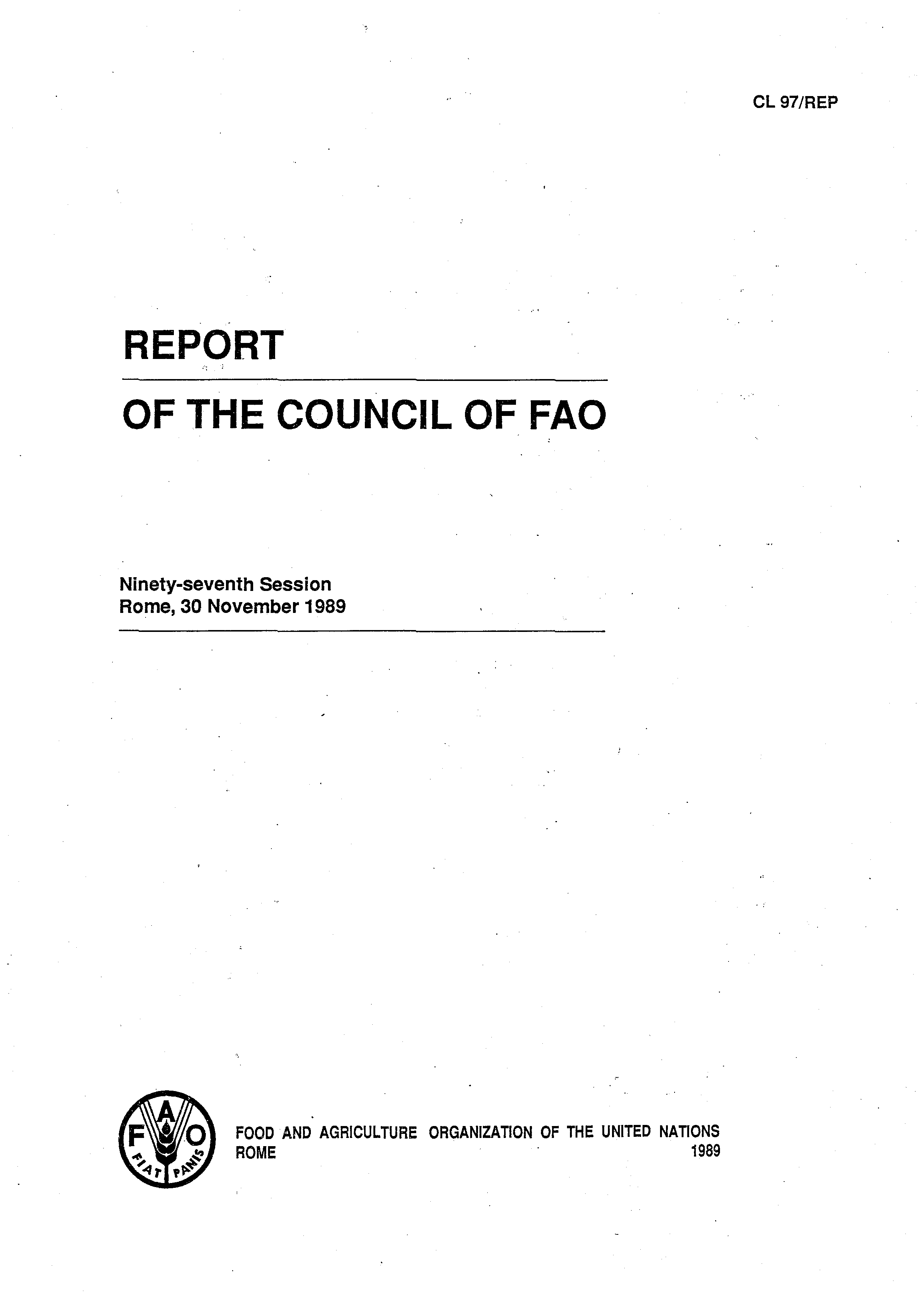 REPORT OF THE COUNCIL OF FAO