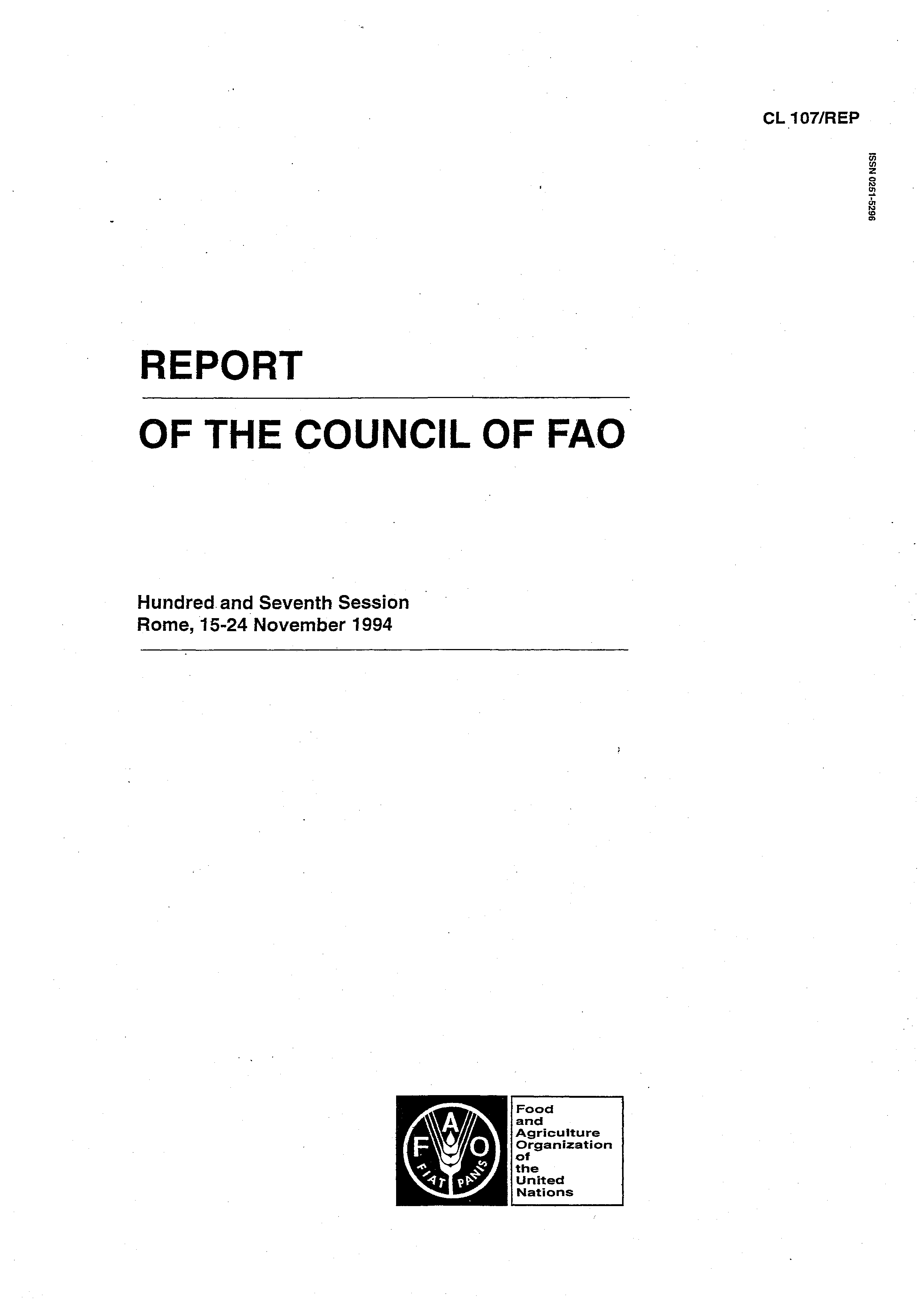   REPORT OF THE COUNCIL OF FAO  