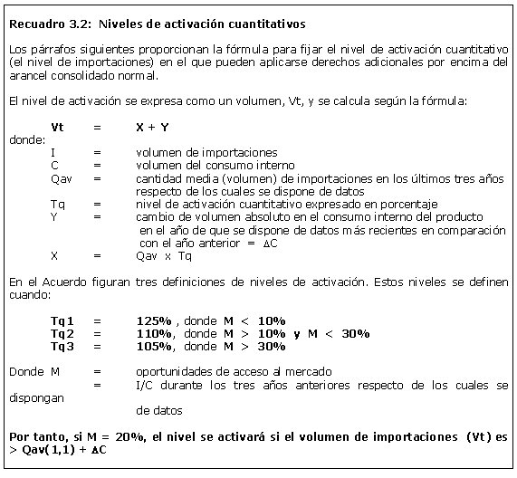 Recuadro 3.2:  Niveles de activaci�n cuantitativos (W7814S07) (76K)