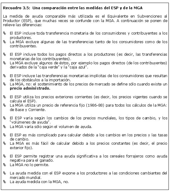 Recuadro 3.5:  Una comparaci�n entre las medidas del ESP y de la MGA (W7814S10) (113K)