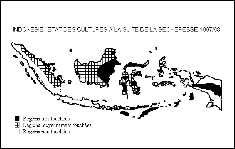 Carte de l'�tat des cultures � la suite de la s�cheresse