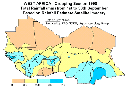 Map of total rainfall from 1st to 30 September