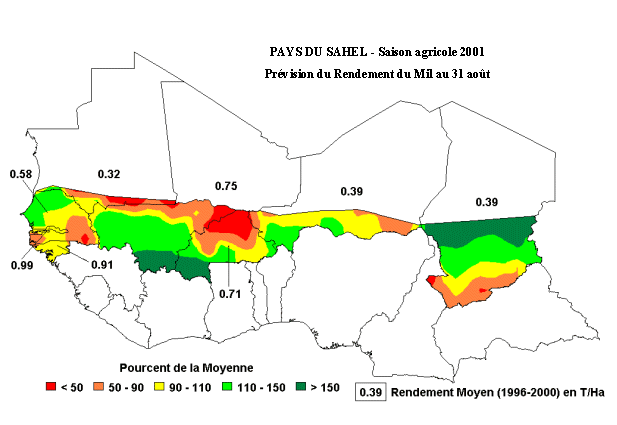 Carte de r&eacute;ussite des semis du 11 mars au 20 juin 2001