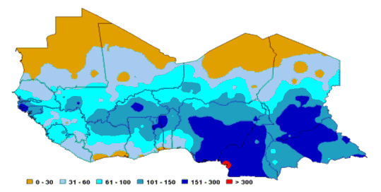 Carte de pluviométrie totale du 1er au 30 septembre