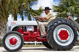 Man in a tractor in Belize
