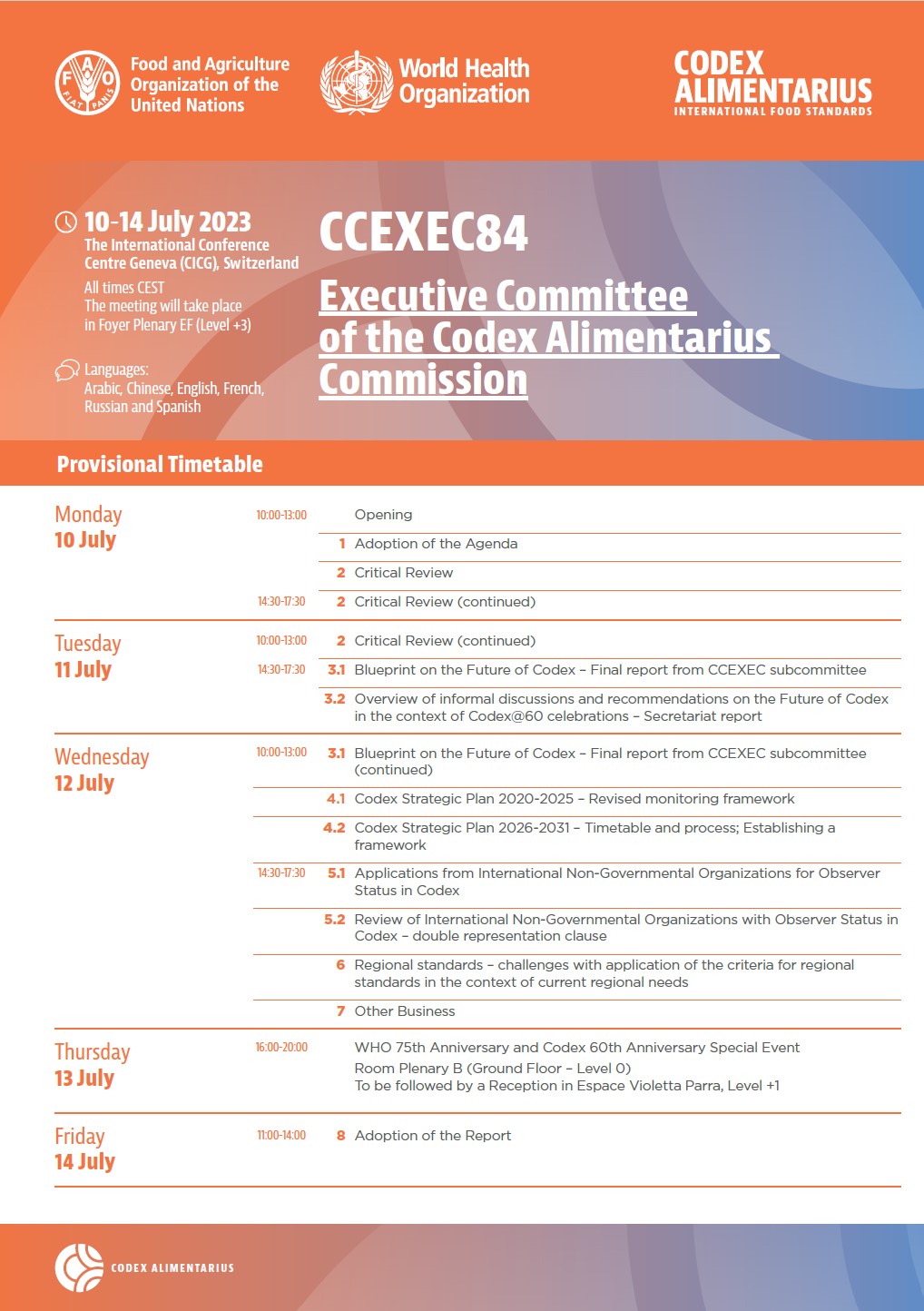CCEXEC84 Programme