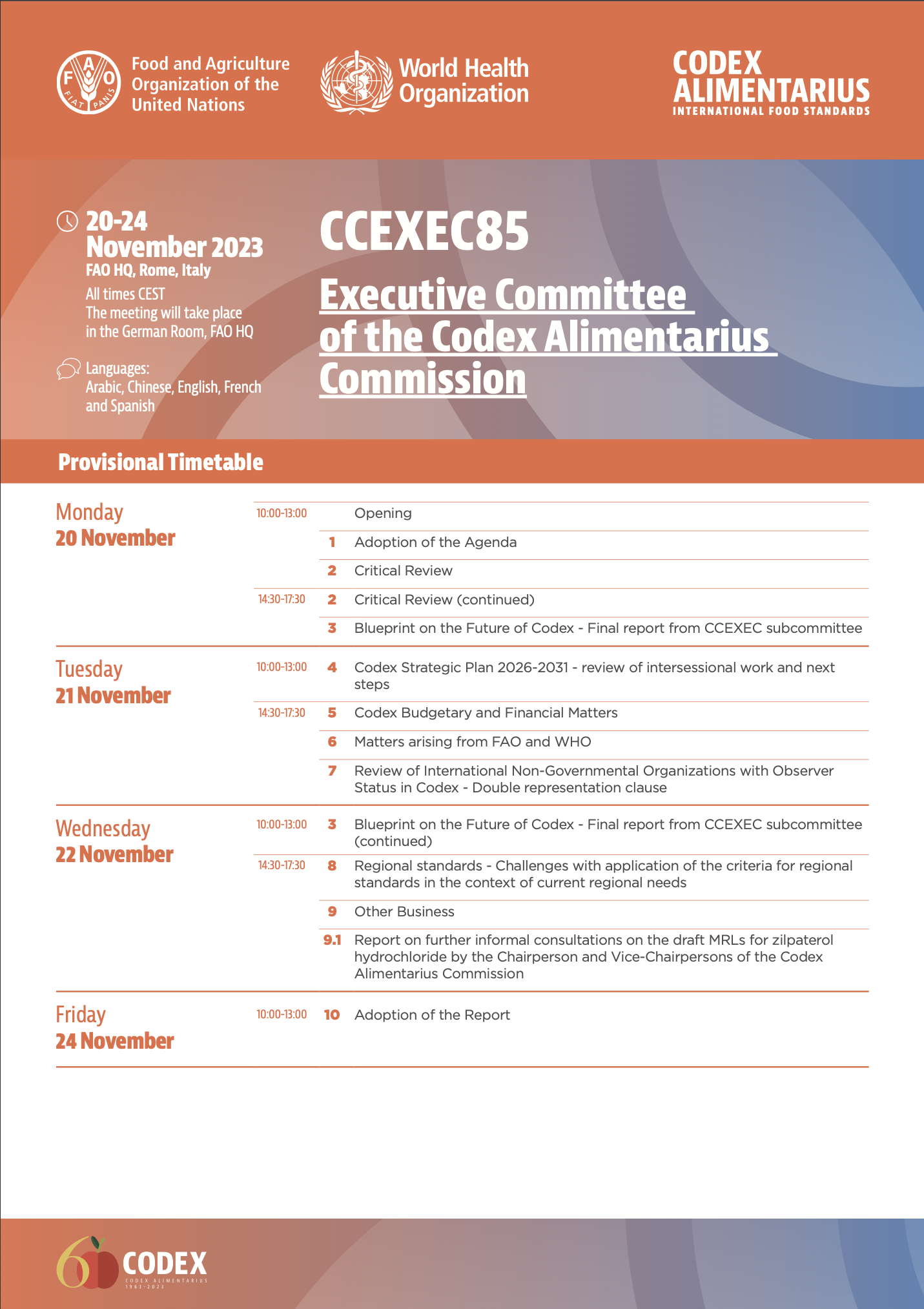 CCEXEC85 Programme