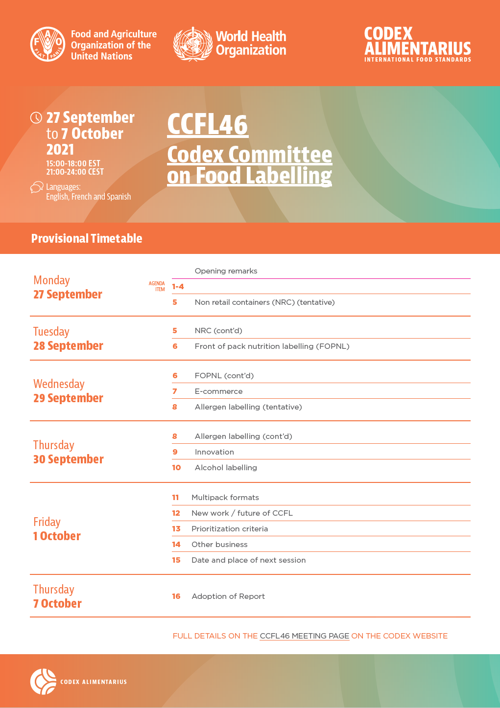 provisional timetable