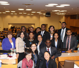 Some of the 2016 ABNJ Regional Leaders with organizers at the Opening of the Preparatory Committee established by General Assembly resolution 69/292: Development of an international legally binding instrument under the United Nations Convention on the Law of the Sea on the conservation and sustainable use of marine biological diversity of areas beyond national jurisdiction.