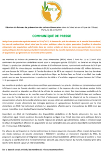Communiqué de presse: Réunion du Réseau de prévention des crises alimentaires dans le Sahel et en Afrique de l’Ouest - 22 avril 2011