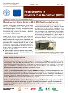 Food Security in Disaster Risk Reduction Newsletter - Vol. 1 Issue 5, March 2011