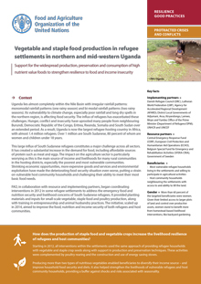 Vegetable and staple food production in refugee settlements in northern and mid-western Uganda