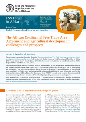 The African Continental Free Trade Area Agreement and agricultural ...