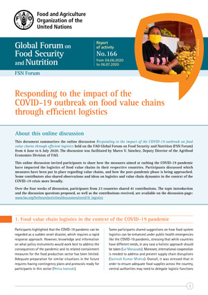 Responding to the impact of the COVID-19 outbreak on food value chains ...