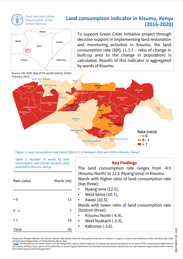 Land consumption indicator in Kisumu, Kenya (20162020) Geospatial information for sustainable