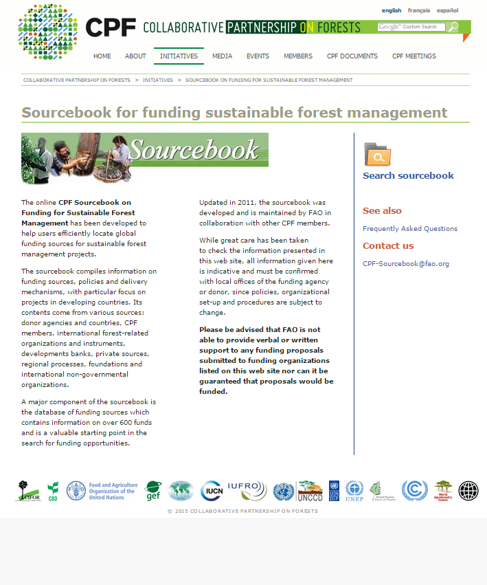 FAO - SFM Tool Detail: Sourcebook for funding sustainable forest management