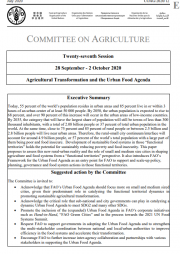 Committee on Agriculture Paper - Agricultural Transformation and the Urban Food Agenda