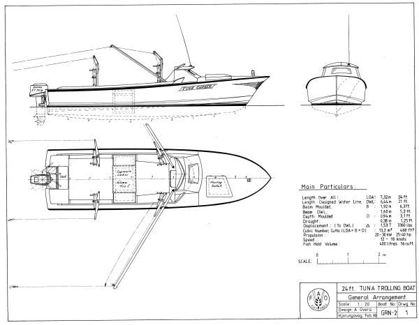 Tuna Trolling Boat - 24ft - Fishing Vessel Design Database (FVDD)