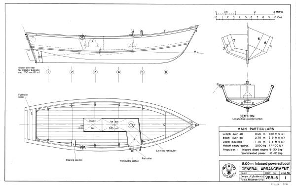 Inboard Powered Boat - 9.0m - Fishing Vessel Design Database (FVDD)