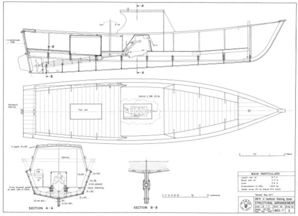 V-Bottom Fishing Boat - 8.7m / 28ft - Fishing Vessel Design