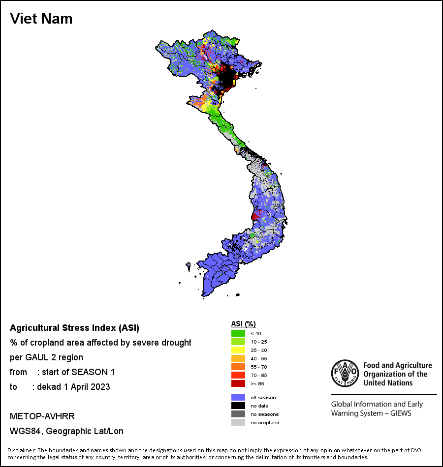 FAO,GIEWS, Earth Observation, Viet Nam, Country Indicators,METOP, NDVI ...