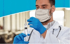 Technician managing antimicrobial instruments