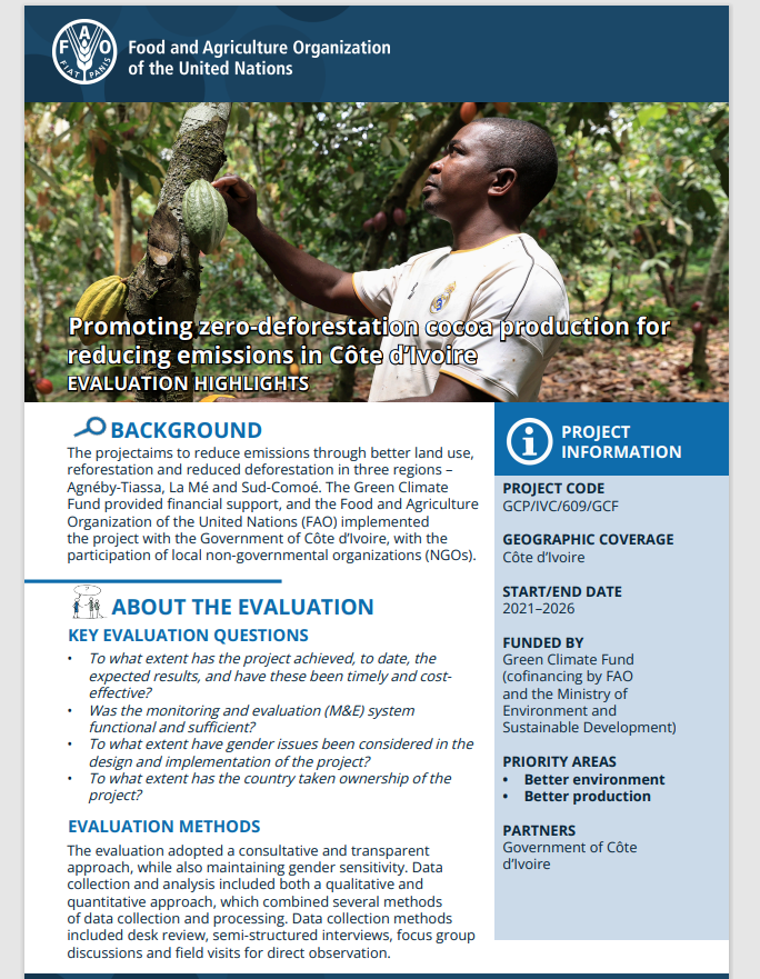 Promoting zero-deforestation cocoa production for reducing emissions in Côte d’Ivoire